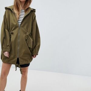 ASOS Kayki Green Lightweight Parka Oversized Size 00 City Streetwear